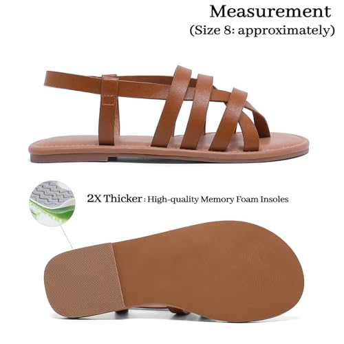 Image of Luoika Women's Wide Width Flat Sandals, Flip Flop Casual Strapy Sandals Slip on Summer Beach Shoes for Women.