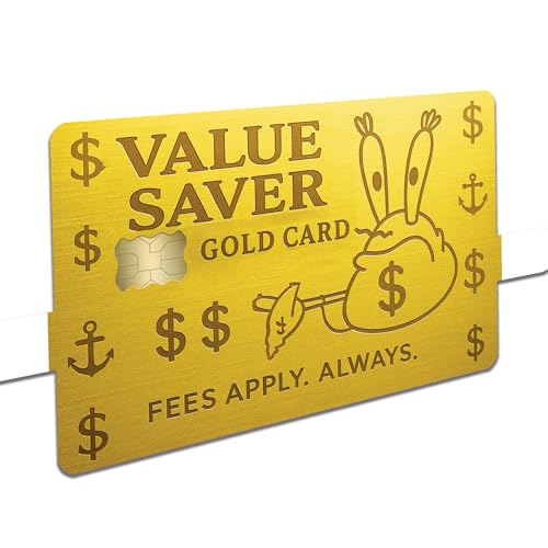 Value Saver Gold Card – Credit Card Skin Sticker Cover Decal Wrap 2-Pack – Metallic Fee-Loving Sea Creature Parody Design