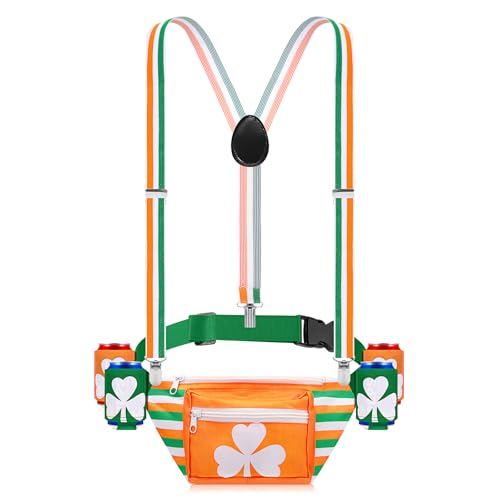 Maiteenly St. Patrick's Day Fanny Pack with Suspender Drink Holder Vivid