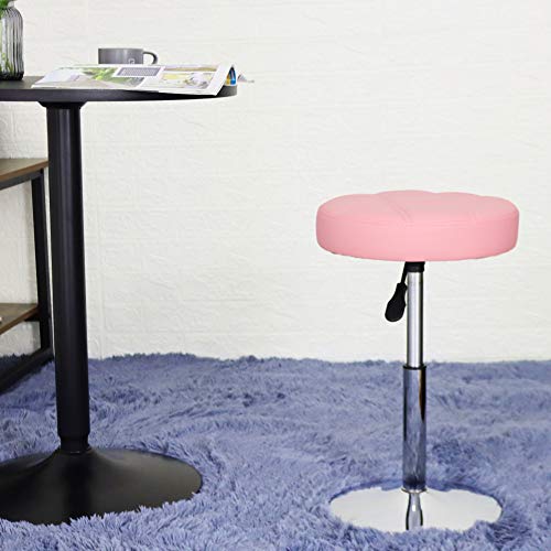 Furwoo Short Round Pu Leather Shop Stool Counter Stool Step Stool Padded Bar Stool Spa Barber Salon Stool Manicure Stool Small(Pink) #TOP1