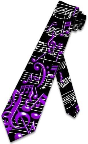 Three Rooker Music Ties Mens Instrument Neckties Purple Music Note Tie image 4