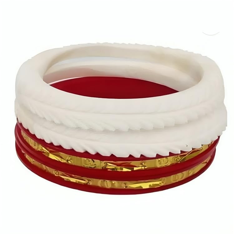 Sea Shell Sankha Womens Bangles, Red and Gold Tone (2.8) (B0DGCW9NK6) Amazon Price History, Amazon Price Tracker