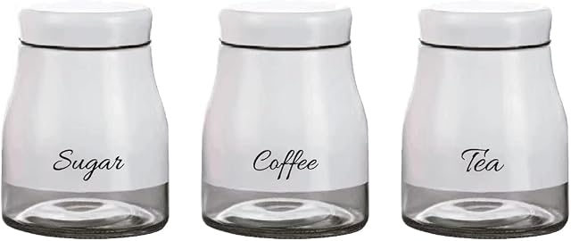 JJA Kitchen Storage Canisters Set of 3, Tea Coffee Sugar Canisters, Kitchen Storage & Organization, Storage Boxes with Lid, Kitchen food Storage Containers, Kitchen Accessories (White)