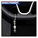 KPFILEH Car Steering Wheel Rosary Charm Accessory, Alloy Cross Car Rear View Mirror Charm, Religious Automotive Interior Hanging Decoration Pendant for Women, Men(Heart)