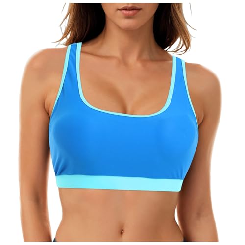 Bañador para mujer de alta intensidad de traje de baño deportivo a prueba de golpes para correr a pie de alta intensidad de fitness sujetador bañador corto de baño para mujer, azul, M