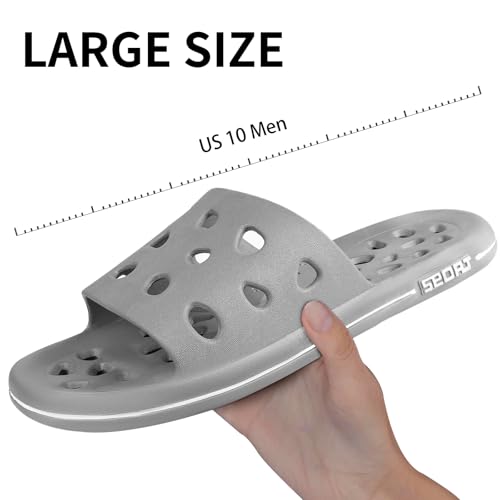 Image of weilonghyw Plus Size Mens Shower Shoes Quick-Drying Bathroom Slippers with Drainage Hole Non-Slip Gym Slides Arch Support Pool Shower Sandals for Dorms