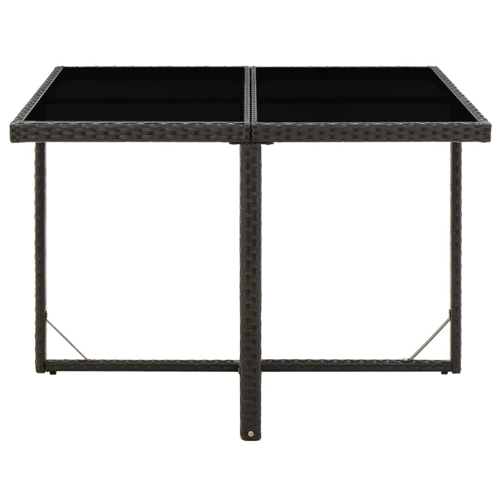 Table de jardin noire en acier thermolaqué et résine tressée haut de gamme