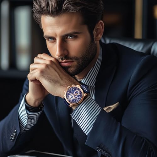 LIGE Reloj para Hombre CronóGrafo Cuarzo con Fecha DiseñO Fases De La Luna Correa De Negro Cuero Reloj Diari Resistente Al Agua – Relojes Elegantes para Los Negocios Y La Vida Diaria,Plata Blanca - Imagen 3