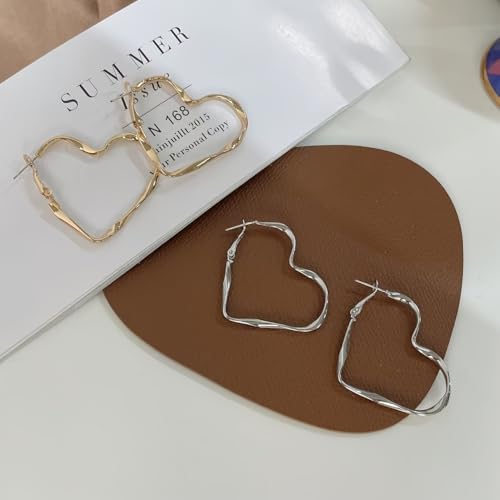 JUANKIKI Dangle Hoop Earrings for women,14K Gold Plated Huggic Heart Earring,Hypoallergenic,Gifts suitable for daily wear and Valentine's Day - image 8