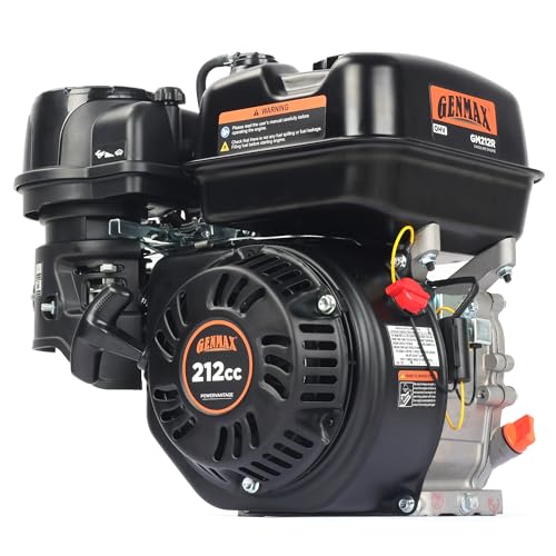 GENMAX 7HP 212cc Recoil Start Gas Engine Horizontal Shaft 3/4 4-Stroke OHV Replacement Engine for Go Kart Water Pump CultivatorGM212R