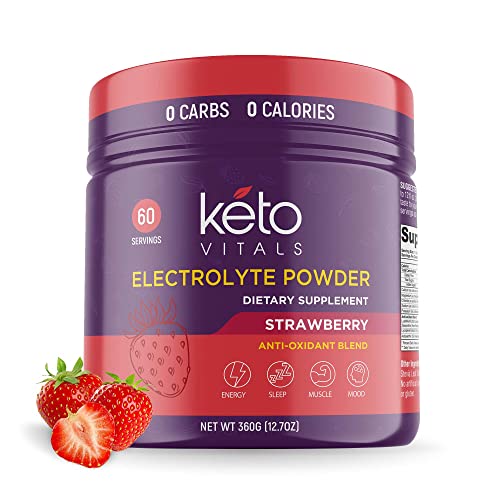 Keto Vitals Electrolyte Powder | Keto-Friendly Electrolytes with Potassium, Magnesium, Sodium, Calcium | Keto Electrolytes Supplement Energy Drink Mix | Sugar-Free, Zero Calories, Zero Carbs