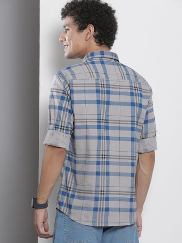 Image of The Indian Garage Co Men Regular Fit Checkered Full Sleeves Cutaway Collar Casual Shirt