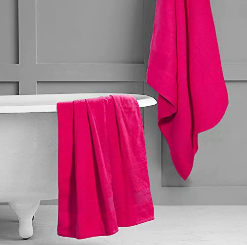 Textile Do Extra Large Super Jumbo Bath Sheet Towel 100% Egyptian Cotton XL Bath Sheets(100 x 200 cm-600 GSM) (Hot Pink) - Image 2