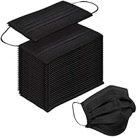 100 Pack Disposable Face Masks with Elastic Ear Loop,Breathability Comfort-Black