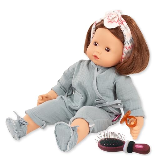 Götz Maxy Muffin Zick Zack 2627155 Poupée de 42 cm avec yeux de sommeil marron, cheveux bruns et corps mous – Poupée à corps mou en 9 pièces