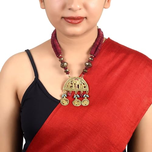 Image of AAKRITI ART CREATIONS Handcrafted Tribal Necklace Collection | Royal & Queen-Inspired Artisan Brass Statement Jewelry | Ethnic, Elegant & Regal Necklaces for Women