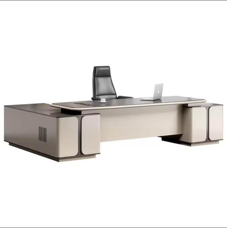 Image of Lakdi The Furniture Co Director & Executive L-Shape Luxury Office Table Modern Desk with Drawer and CPU Storage - Stylish, Spacious, and Sustainable Workspace - LDL-641