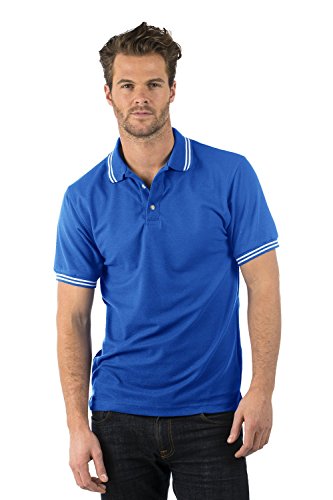 Bruntwoode Prima Calidad con Punta de Polo Camisa - Premium Tipped Polo - 220GSM - Poliéster/Algodón (Azul/Blanco, S)
