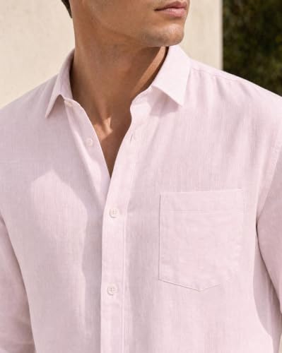 Image of Nobero Breezy Premium Linen Cotton Shirt for Men | Stylish Casual Shirts for Men | Semi Cut Collar | Box Pleat | Curved Hem | Regular Fit | Full Sleeve | S-XXXL