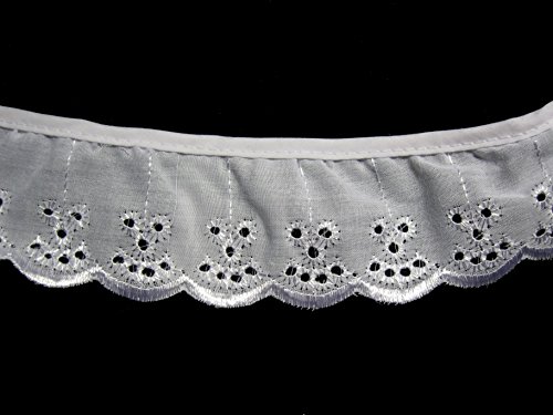 Altotux 2" White Gathered Ruffled Cotton Eyelet Lace Trim Lot Notions By 5 Yards #TOP2