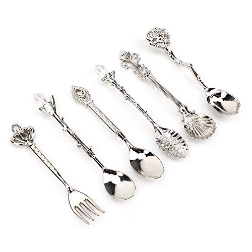 Fdit FDITEN9XPIFT3W-12 6Pcs/Set Vintage Carved Coffee Spoon Teaspoon Retro Zinc Alloy Dessert Coffee Tableware Spoons Cutlery Kitchen thumb #8