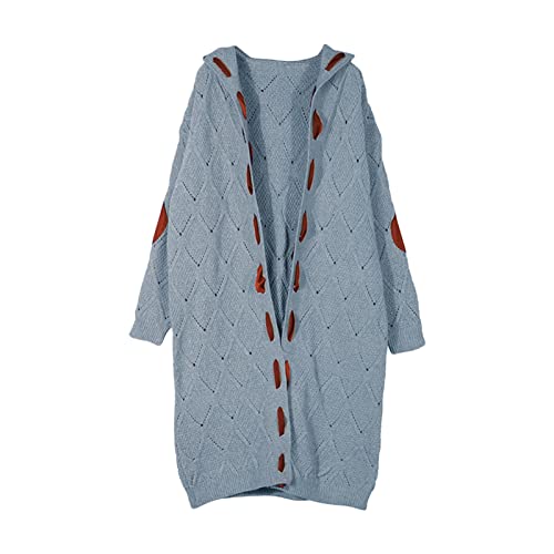 Pull long en maille torsadée pour femme avec capuche un cardigan ample et décontracté