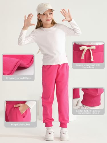 HXP 3 Pack Girls Sweatpants Girls Joggers Soft Cotton Athletic Sweatpants Pants for Kids with Pocket Drawstring4