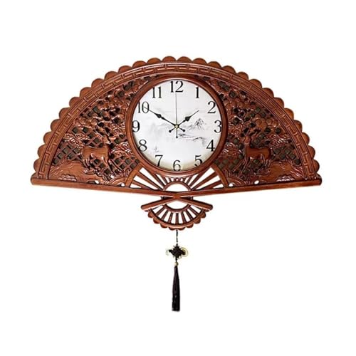 Horloge murale style chinois salon classique forme ventilateur ménage