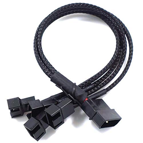 4-Pin (Actral 2-Pin) Molex to 4 x 3 Pin / 4 Pin PMW 12V PC Case Fan Power Adapter Cable, 3-Pin or 4-Pin (PWM Connector) to Molex Computer Cooler Cooling Fan Splitter Y Power Cable 1-Pack