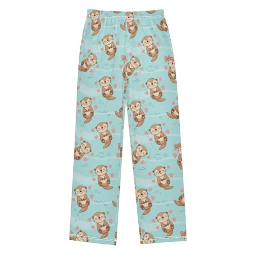 J JOYSAY Cartoon Otter Heart Pajamas Pants Soft Long Pajama Bottoms Lounge Sleep Pants Size S-XL