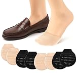 Hadnves 4 Pairs Ball of Foot Cushion Socks Women's Toe Cover with Padding Half Toe Topper Socks with Non-slip Liners No Show Cotton Toes Topper Hidden Toes Cap Liner Sock for Clogs Mules