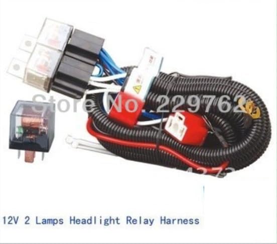 High Powerful 12V 2 Lamps H4 9003 Headlight Ceramic Fused Relay car Wiring Harness Headlight Relay Kits auto Headlight Booster - (Color Name: 1pcs)