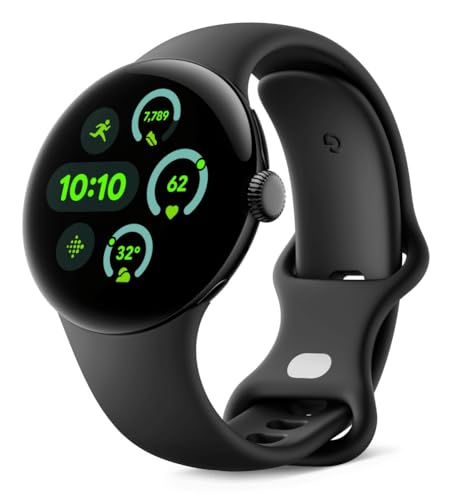 Image of Google Pixel Watch 3 (41 mm) - Android smartwatch with heart rate tracking, advanced running from Fitbit, fitness insights, 24-hour battery - Matte Black Aluminium Case - Obsidian band - LTE