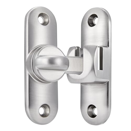 Image of INIRET Silvery Barn Door Latches,90 /180 Degree Gate Lock,Flip Gate Latches Hardware,Zinc Alloy Right Angle Door Lock Latch,Door Security Sliding Door Latch Lock for Cabinets,Bathroom