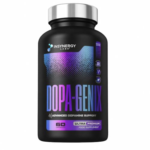 DopaGenix - Ultra Premium Dopamine Supplement (Highest UK Dosage) 8 Ingredients Dopamine Balance Supplements l tyrosine rhodiola rosea Mood Brain Positivity 60 Vegan Capsules