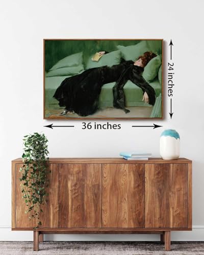 Image of KISSFOX Vintage Framed Wall Art Decor Victorian Young Decadent Girl Pictures Paintings Wall Decor Moody Women Canvas Art Prints Modern Farmhouse Woman Artwork For Kitchen Bedroom Living Room