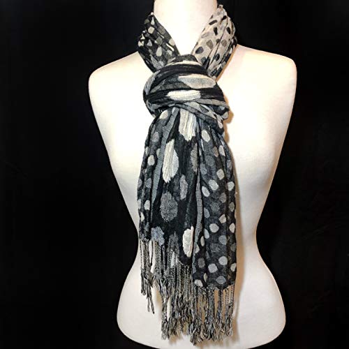 Polka Dot Unique Long Multi Color Block Open Weave Soft Knit Fringe Tassel End Fashion Scarf4