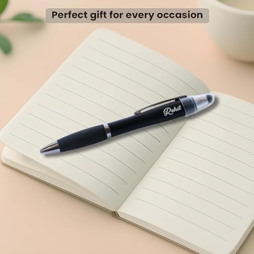 Image of Personalized Pen with Name Engraved I Metal Classy Customized Roller Ball Pens I Comfortable to Hold & Write I Gift for Men & Women Birthday Corporate Gifting (LED PE)