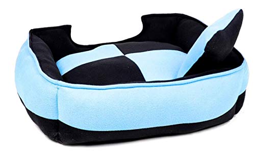 Image of Petslover Ultra Soft Sky Blue & Black Color Fleece Fabric Polyester Filled Sofa Reversible Dog /Cat Beds (Export Quality) - Small