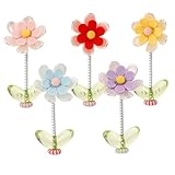 UTHCLO 5個 六葉雛菊ミニチュア飾り 車用ダッシュボード装飾 色 プラスチック製スプリングベース付き 卓上インテリア 多用途で耐久性のあ