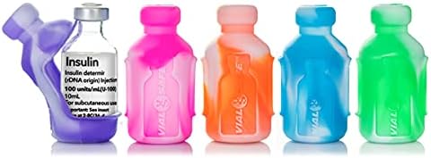 VIAL SAFE Insulin Bottle Protector Case for Diabetes, Never Risk Breaking Your Insulin Vial, Reusable, Flexible Silicone Protective Sleeve, 5-Pack (Short), Tie Dye Colors