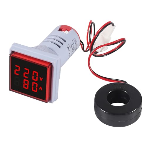 Image of 2pcs LED Display Voltmeter Ammeter,22mm Square Dual Display Digital Voltage Gauge Current Tester AC 0-100A 60-500V Meter Indicator(Red)