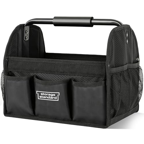 Detailing Caddy Organizer with Handle - Storage Cars & Cleaning Caddy for Supplies Tools & Home Improvement - Heavy Duty Car Detailing Supplies With Multi-Pockets & Collapsible Tote Design