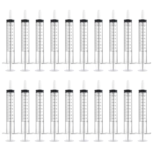 20 Pcs Syringes 10ml Reusable Baby Medicine Syringes with Caps Plastic Colostrum Syringe Individually Packaged Small Medical Syringe for Lab Gardening & Pet Care Precise Liquid Dispensing