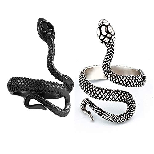 HUASAI Snake Ring for Women Vintage Animal Cobra Rings Adjustable Snake Ring (2PCS Snake Ring)