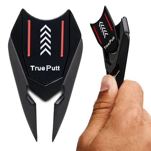 Ghost Golf Divot Tool - 5-In-1 Divot Repair Tool &Amp; Ball Marker Alignment Aid - Fix Pitch Marks On The Green - Club Rest &Amp; Groove Cleaner - Golf Equipment For Men &Amp; Women - Black