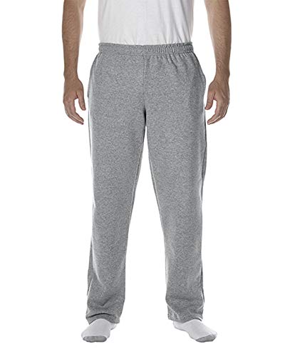 Gildan Men’s Fleece Open Bottom Sweatpants with Pockets, Style G18300, Sport Grey, Medium