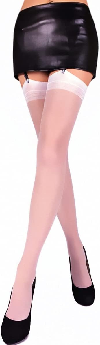 Mila Marutti Women's Seamed Thigh High Stockings | Sheer Pantyhose for Garter Belt | Back Seam Silky Nylons - Image 2