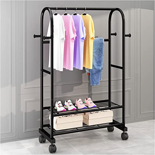 GTHTUHFD Perchero con Estantes Y Ganchos - Perchero Independiente con Ruedas, Estructura Metálica para Dormitorio Y Vestidor.