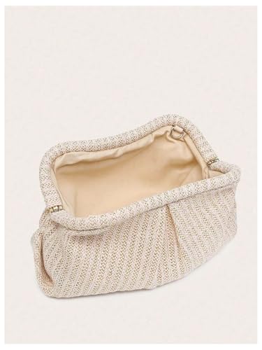 Image of Verdusa Women's Straw Woven Clutch Handbags Ruched Cloud Purse